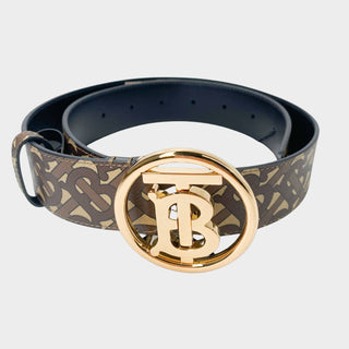 Burberry TB logo belt with circle clasp, brown