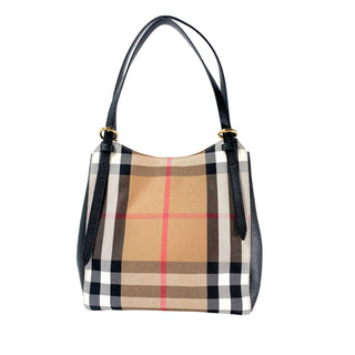 Burberry-Tote-Bag-Black-leather and canvas