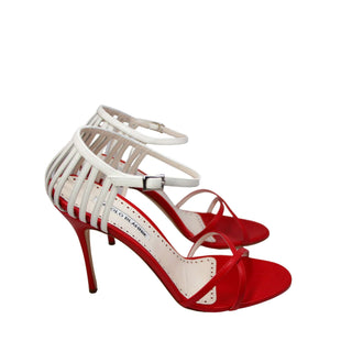 Manolo-Blahnik-Chelu-red-and-white-leather-sandals-high-heels-Glamorizta